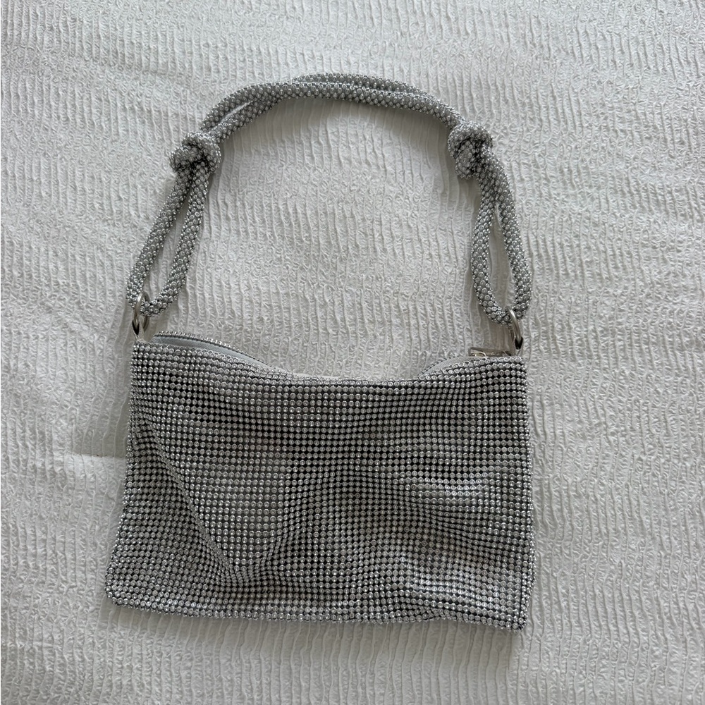 Crystal Mesh Shoulder Bag in Silver
